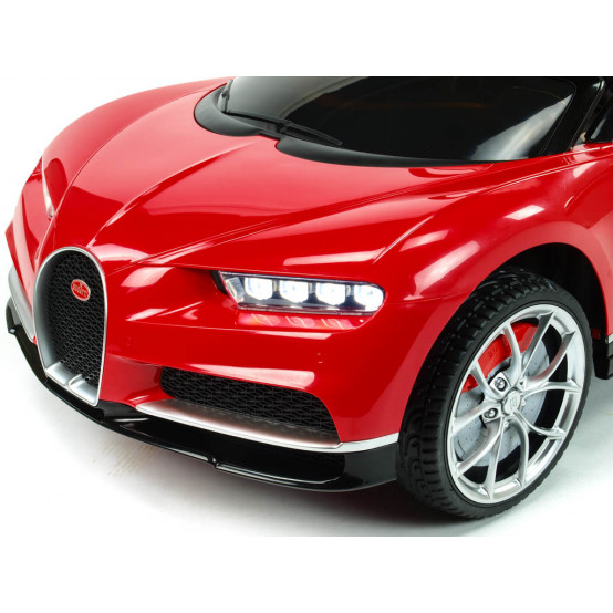 Bugatti Chiron s 2.4G DO, realistickým osvětlením, čalouněnou sedačkou, MP3/SD/USB, ČERVENÉ LAKOVANÉ